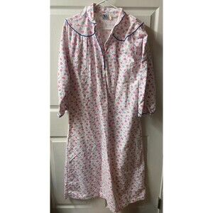 dreamy Details House Coat Womens Medium Flannel Floral quarter Button No Pockets